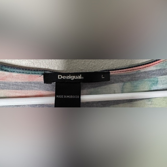 Desigual asymmetrical art to wear abstract Colorful Striped long slv blouse Lg - Picture 2 of 4